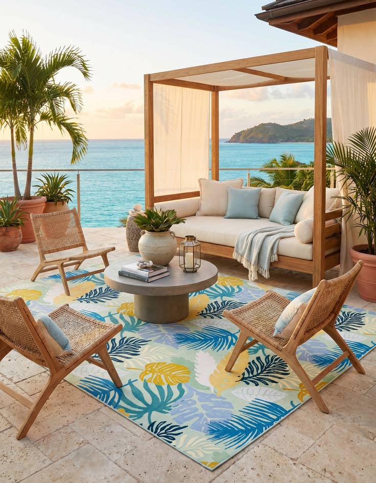 Detail image of 10' x 12' Easy-Clean Botanical Indoor / Outdoor Rug