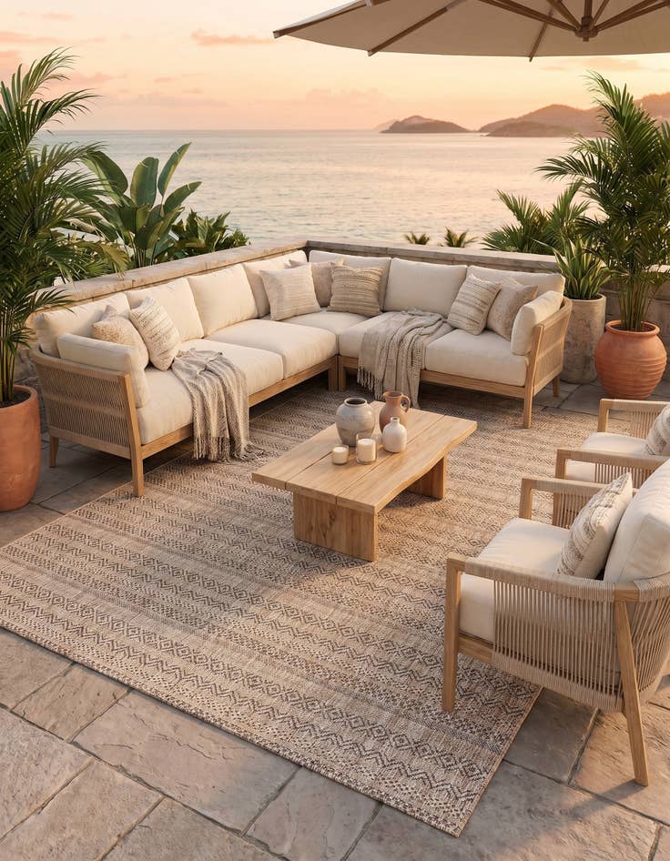 Detail image of 5' 3 x 8' Easy-Clean Ribbon Indoor / Outdoor Rug