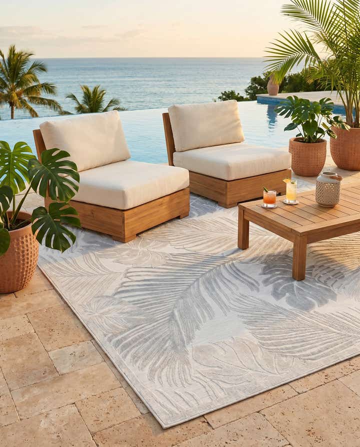 6' 4 x 9' Easy-Clean Botanical Indoor / Outdoor Rug