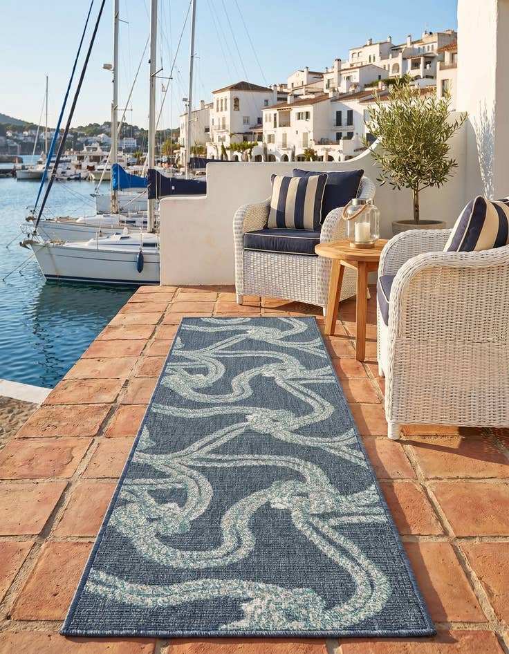 Detail image of 2' x 6' Easy-Clean Coastal Indoor / Outdoor Runner Rug