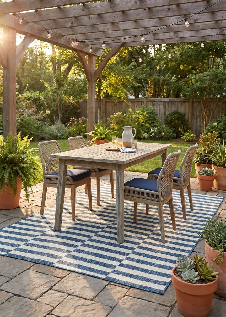 5' 3 x 8' Easy-Clean Ribbon Indoor / Outdoor Rug