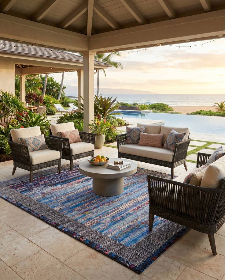 Detail image of 6' x 9' Easy-Clean Modern Indoor / Outdoor Rug