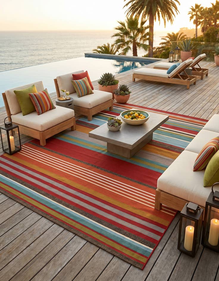 Detail image of 7' 10 x 10' Easy-Clean Modern Indoor / Outdoor Rug