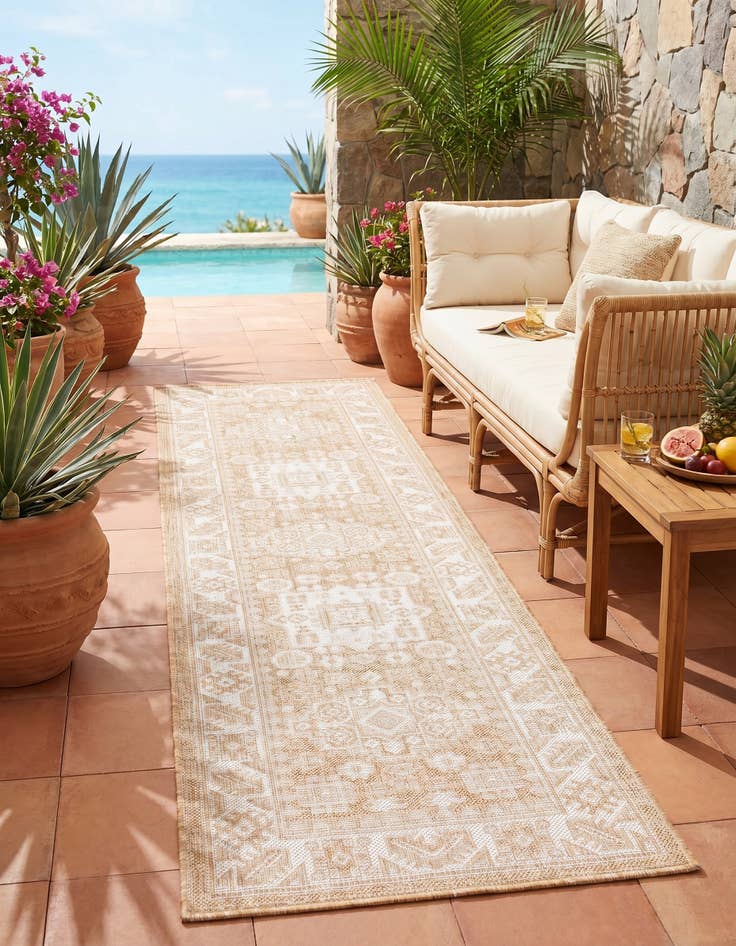 Detail image of 2' x 8' Easy-Clean Aztec Indoor / Outdoor Runner Rug