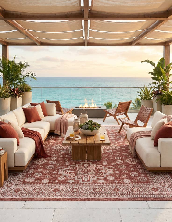 Detail image of 9' x 12' Easy-Clean Aztec Indoor / Outdoor Rug