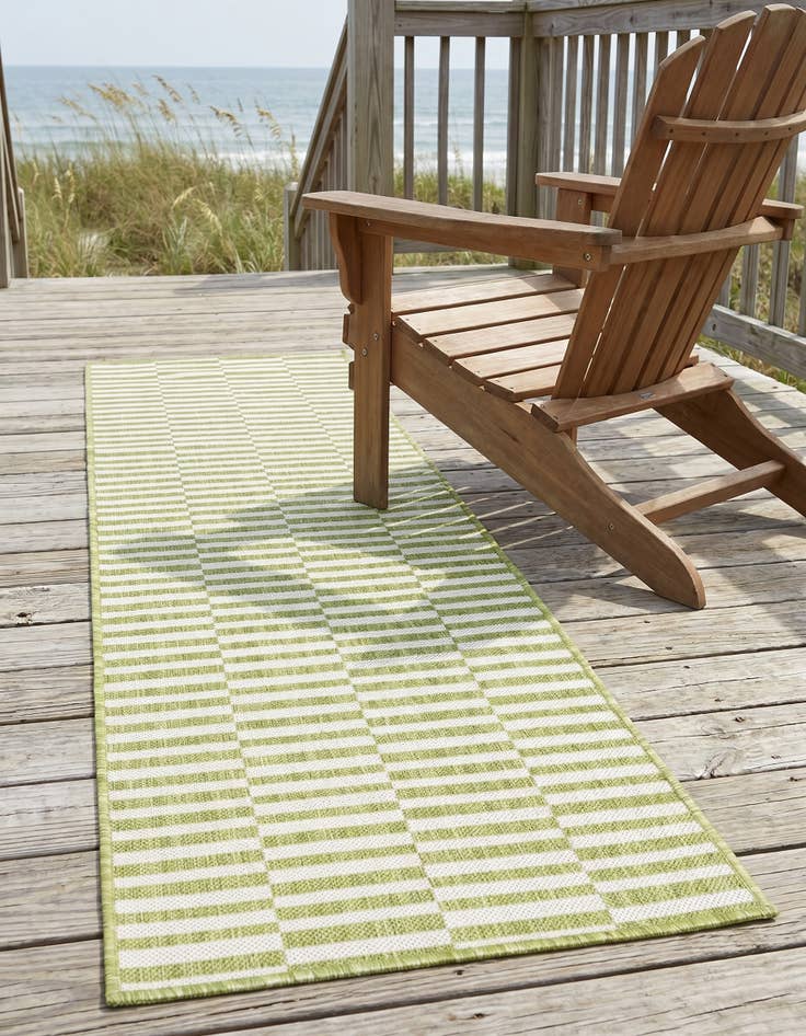 Detail image of 2' x 6' Easy-Clean Striped Indoor / Outdoor Runner Rug