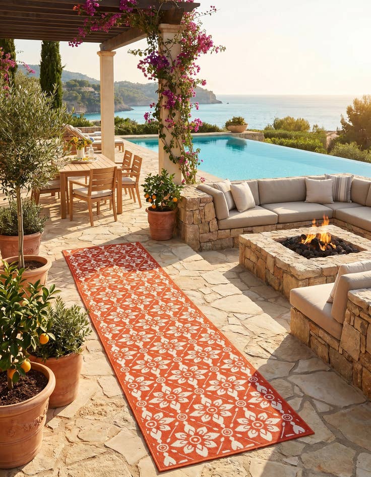 Detail image of 2' 7 x 10' Easy-Clean Trellis Indoor / Outdoor Runner Rug