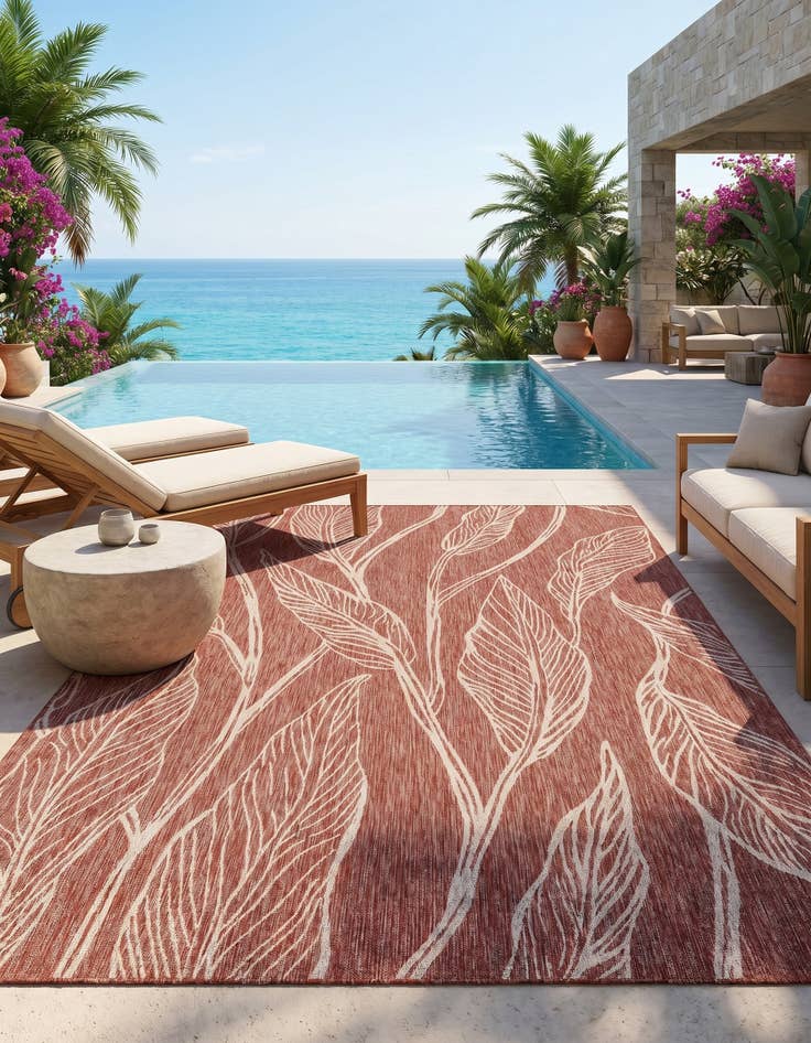 Detail image of 7' 10 x 11' Easy-Clean Botanical Indoor / Outdoor Rug