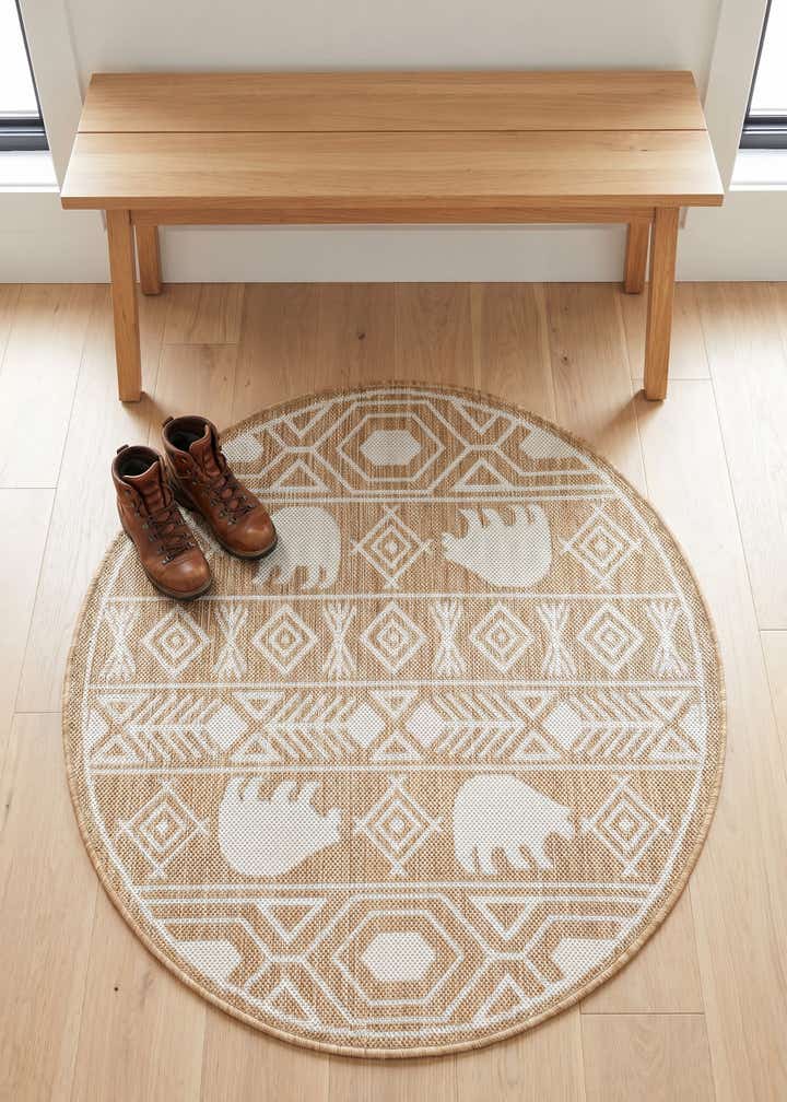 3' x 3' Easy-Clean Southwestern Indoor / Outdoor Round Rug