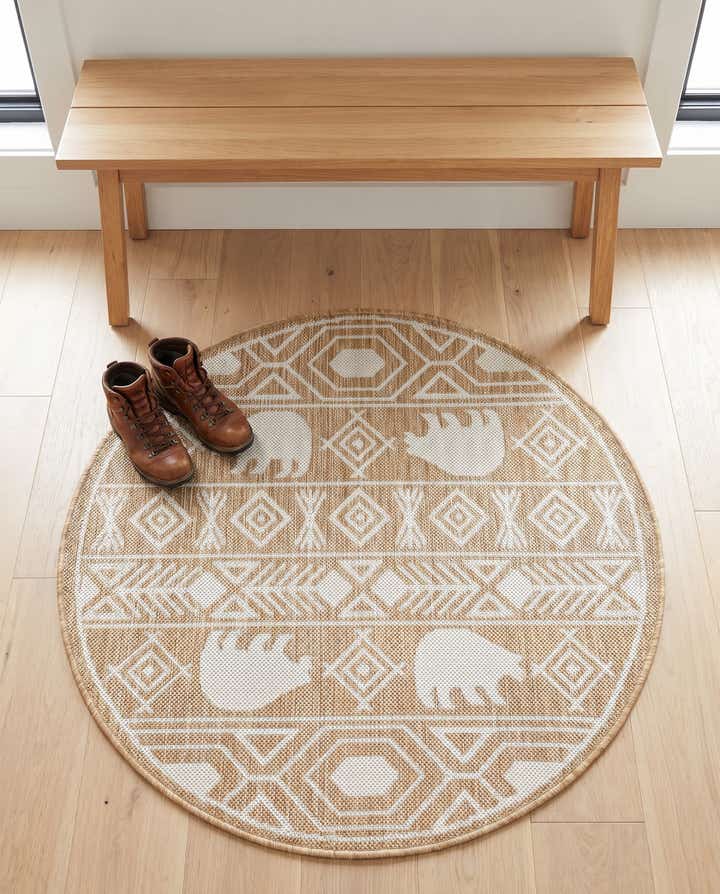 3' x 3' Easy-Clean Southwestern Indoor / Outdoor Round Rug