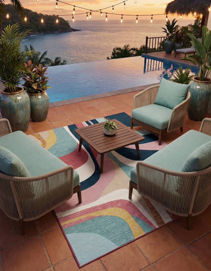 Detail image of 5' x 7' Easy-Clean Modern Indoor / Outdoor Rug