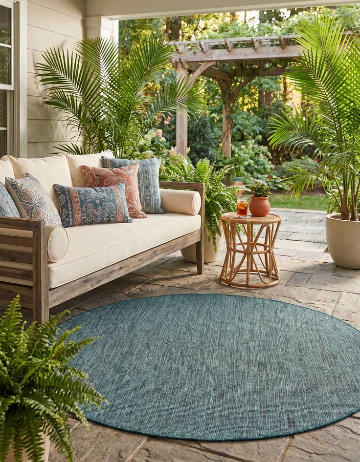 Detail image of 5' 3 x 5' 3 Easy-Clean Solid Indoor / Outdoor Round Rug