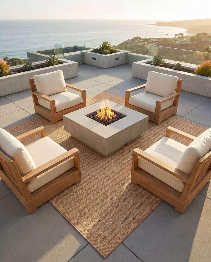 7' 10 x 7' 10 Easy-Clean Border Indoor / Outdoor Square Rug
