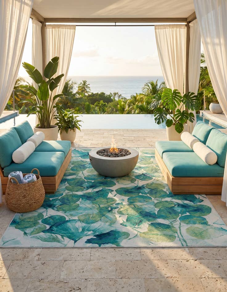 Detail image of 10' x 14' 2 Easy-Clean Botanical Indoor / Outdoor Rug