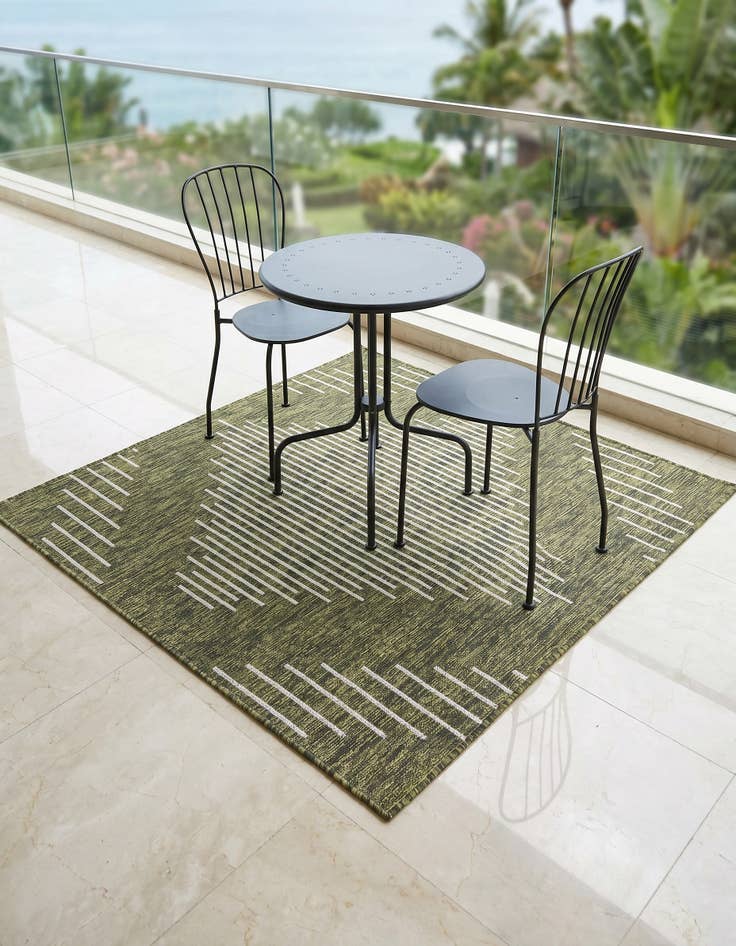 Detail image of 5' 3 x 5' 3 Easy-Clean Modern Indoor / Outdoor Square Rug
