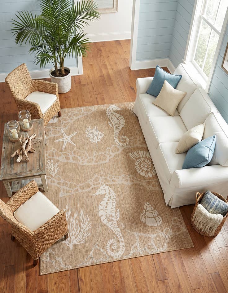 Detail image of 5' 3 x 7' Easy-Clean Coastal Indoor / Outdoor Rug