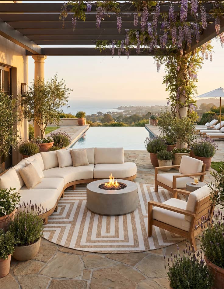 Detail image of 10' x 10' Easy-Clean Modern Indoor / Outdoor Round Rug