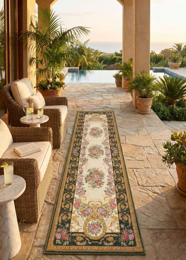 2' x 8' Easy-Clean Traditional Indoor / Outdoor Runner Rug