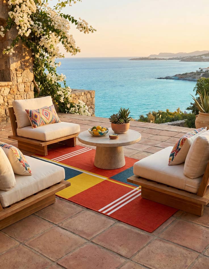 Detail image of 5' 3 x 8' Easy-Clean Modern Indoor / Outdoor Rug