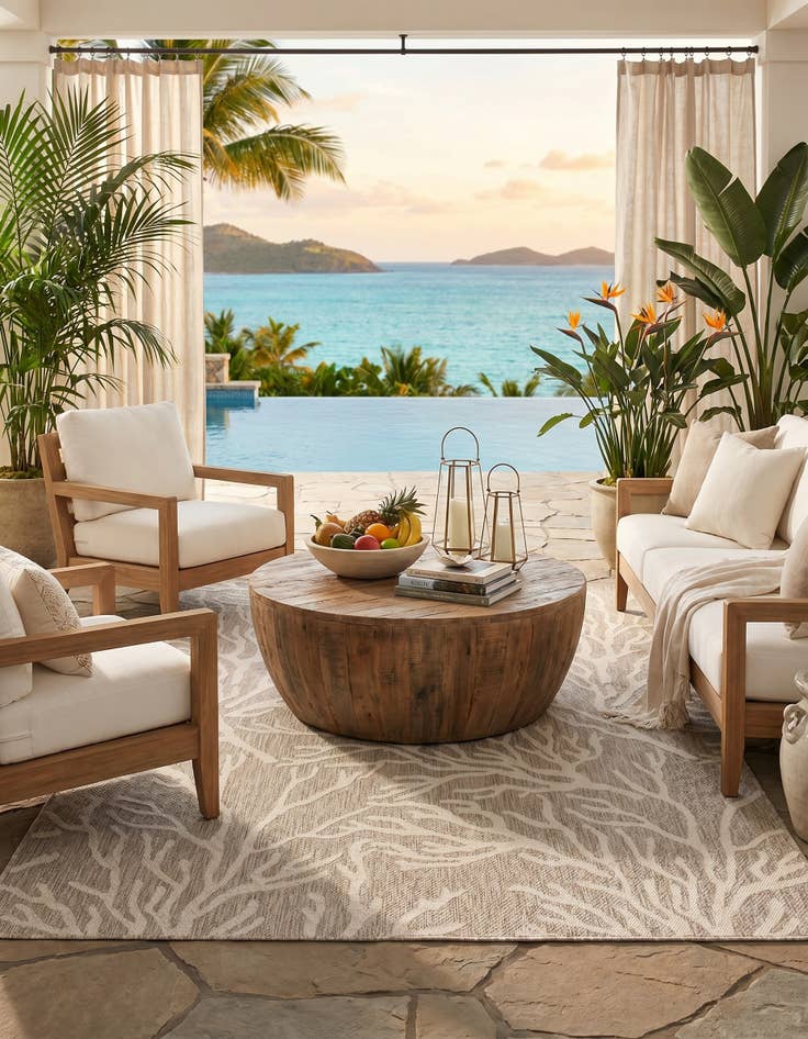 Detail image of 6' x 9' Easy-Clean Coastal Indoor / Outdoor Rug