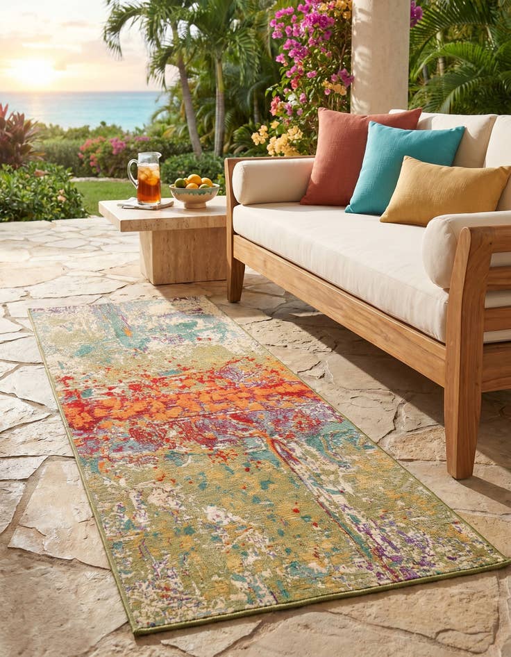 Detail image of 2' x 5' Easy-Clean Modern Indoor / Outdoor Runner Rug