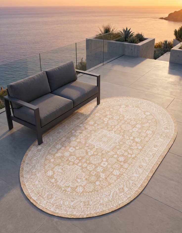 Detail image of 5' 3 x 8' Easy-Clean Aztec Indoor / Outdoor Oval Rug