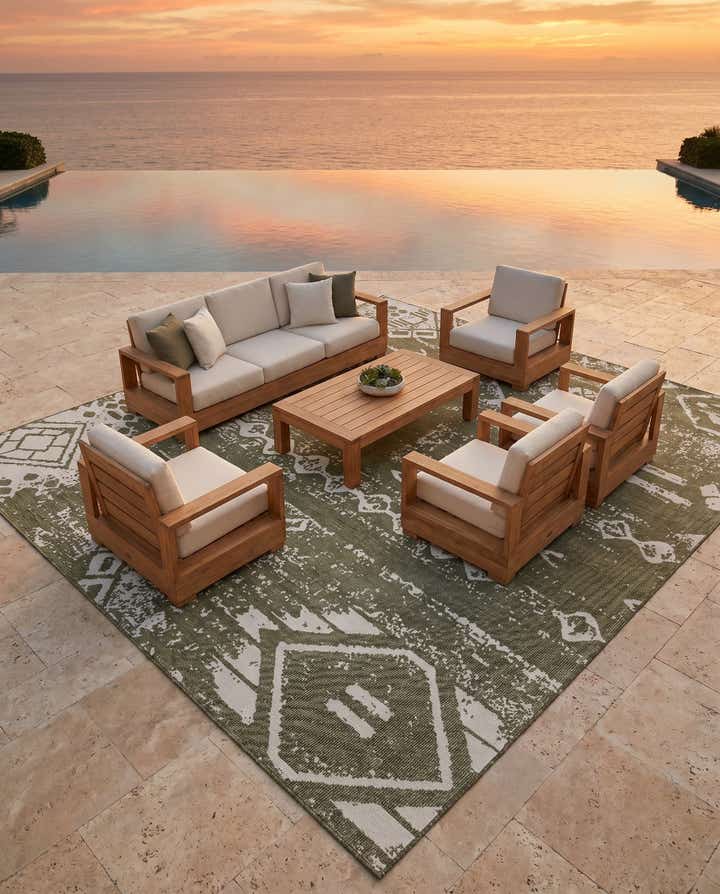 13' x 13' Easy-Clean Bohemian Indoor / Outdoor Square Rug