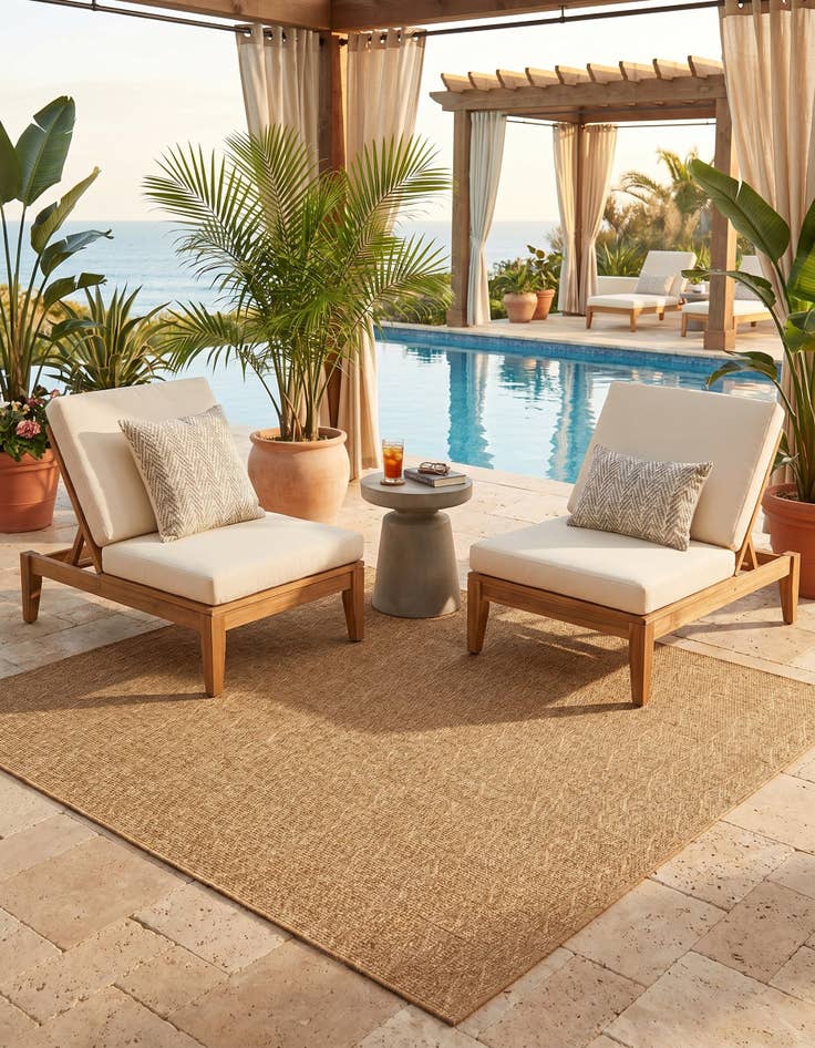 Detail image of 6' x 6' Easy-Clean Modern Indoor / Outdoor Square Rug