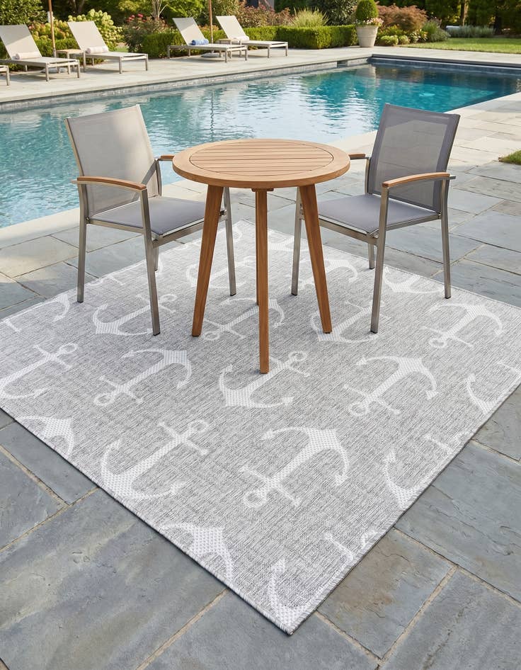 Detail image of 5' 3 x 5' 3 Easy-Clean Coastal Indoor / Outdoor Square Rug