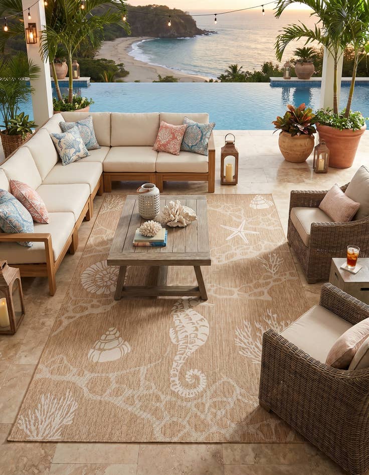 Detail image of 6' x 9' Easy-Clean Coastal Indoor / Outdoor Rug