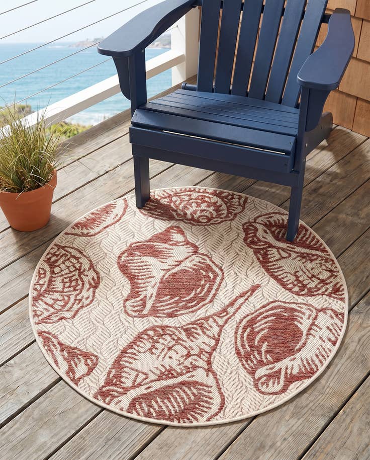 Detail image of 3' x 3' Easy-Clean Coastal Indoor / Outdoor Round Rug