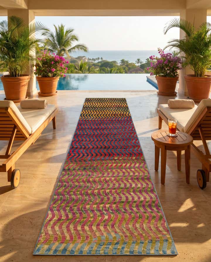 2' 7 x 11' Easy-Clean Modern Indoor / Outdoor Runner Rug