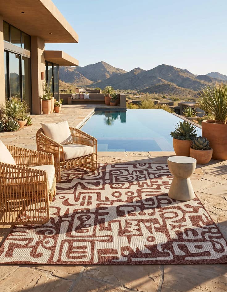 Detail image of 5' 3 x 7' Easy-Clean Modern Indoor / Outdoor Rug