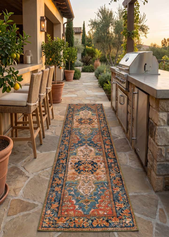 2' 7 x 10' Easy-Clean Traditional Indoor / Outdoor Runner Rug
