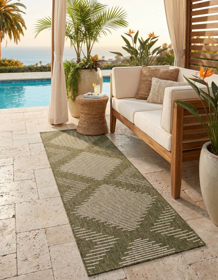 Detail image of 2' x 8' Easy-Clean Modern Indoor / Outdoor Runner Rug