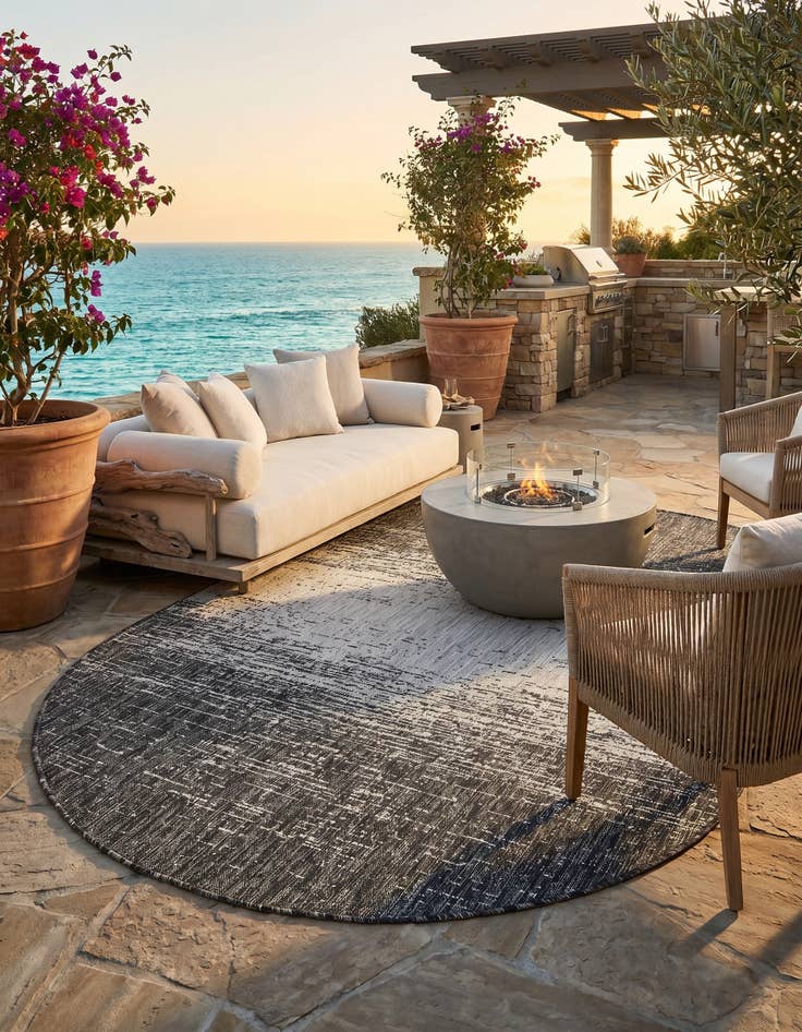 Detail image of 5' 3 x 8' Easy-Clean Modern Indoor / Outdoor Oval Rug