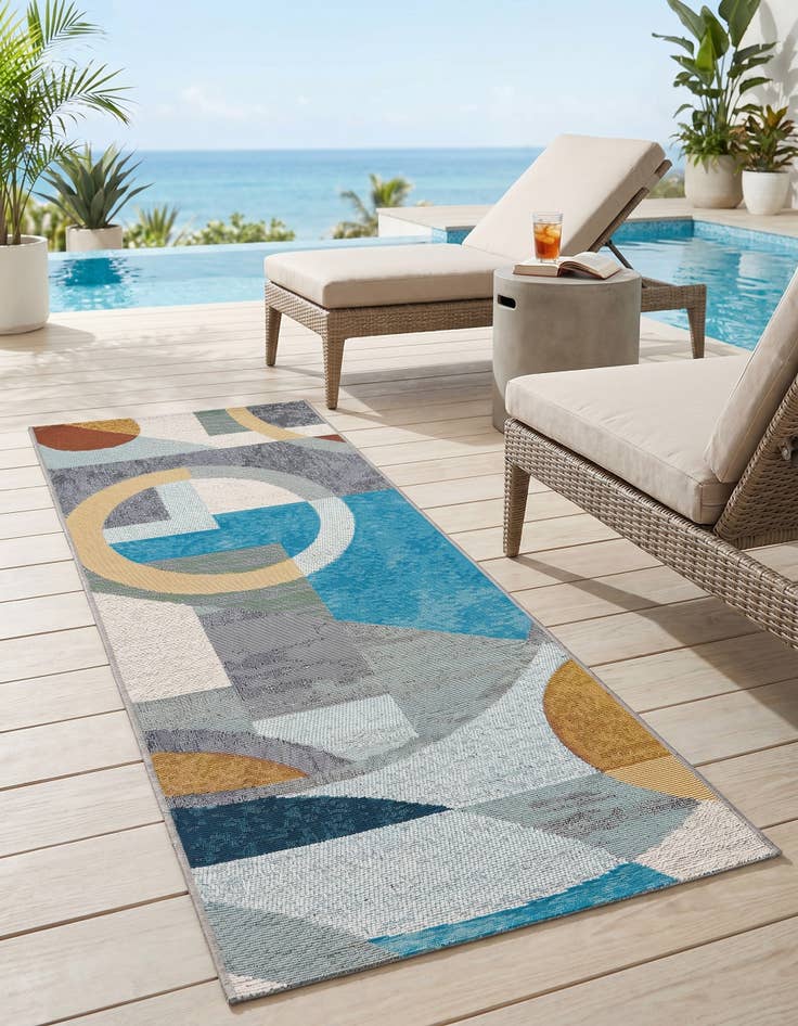 Detail image of 2' x 5' 1 Easy-Clean Modern Indoor / Outdoor Runner Rug