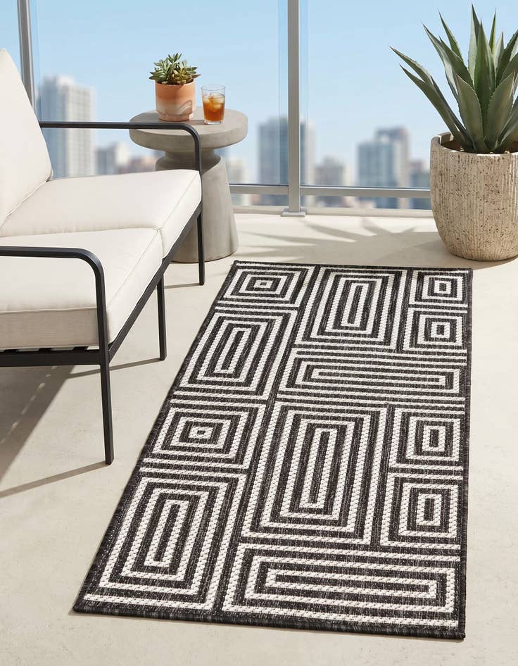 Detail image of 2' x 4' Easy-Clean Modern Indoor / Outdoor Runner Rug