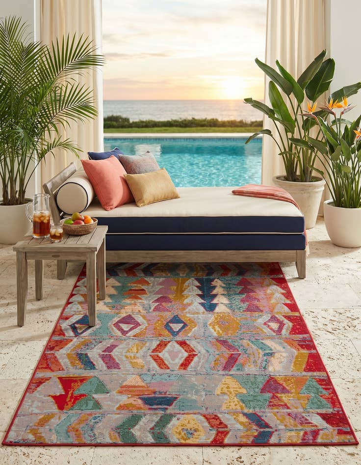 Detail image of 4' x 6' Easy-Clean Modern Indoor / Outdoor Rug