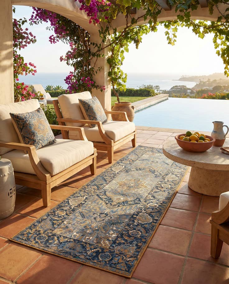 Detail image of 2' x 6' Easy-Clean Traditional Indoor / Outdoor Runner Rug