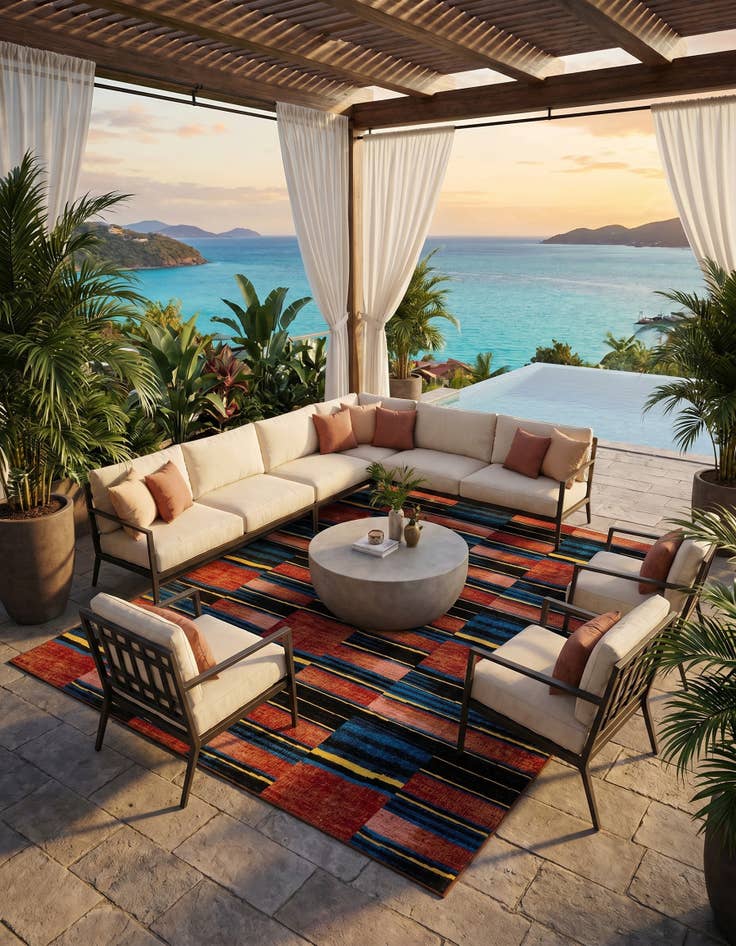 Detail image of 9' x 12' Easy-Clean Modern Indoor / Outdoor Rug