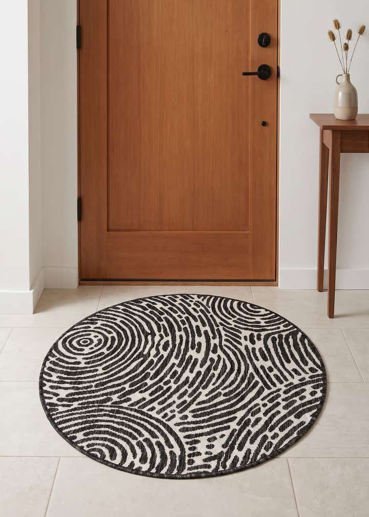 3' x 3' Easy-Clean Modern Indoor / Outdoor Round Rug