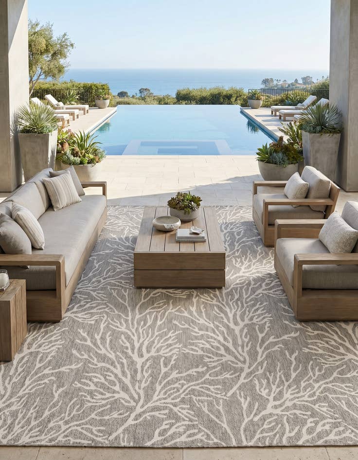 Detail image of 13' x 13' Easy-Clean Coastal Indoor / Outdoor Square Rug