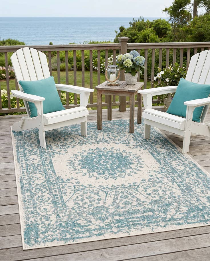 Detail image of 5' 3 x 7' Easy-Clean Traditional Indoor / Outdoor Rug