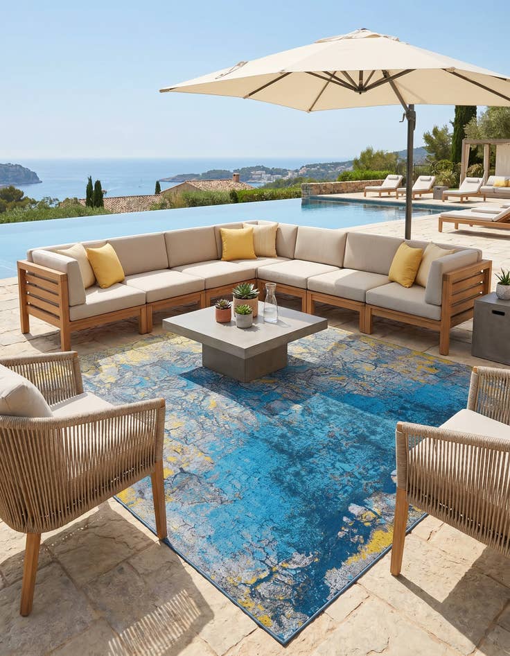 Detail image of 10' x 10' Easy-Clean Modern Indoor / Outdoor Square Rug