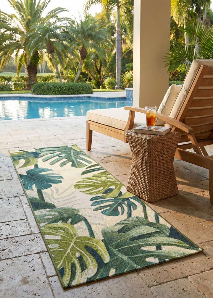2' x 6' Easy-Clean Botanical Indoor / Outdoor Runner Rug