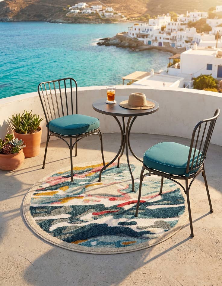 Detail image of 3' x 3' Easy-Clean Casablanca Indoor / Outdoor Round Rug