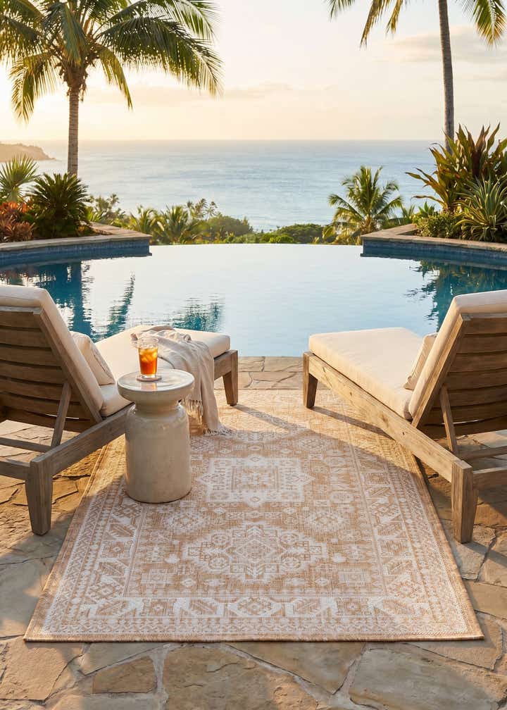 3' x 5' 3 Easy-Clean Aztec Indoor / Outdoor Rug