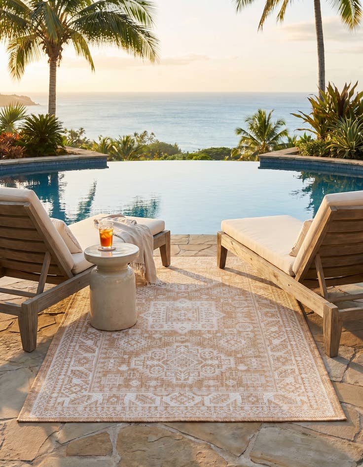 Detail image of 3' x 5' 3 Easy-Clean Aztec Indoor / Outdoor Rug