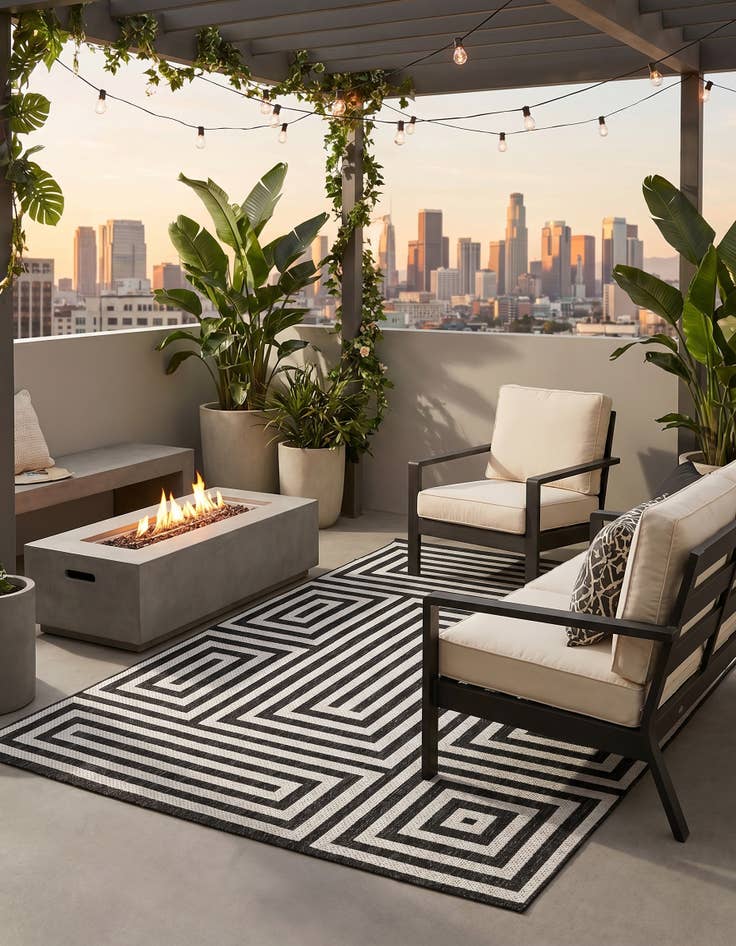 Detail image of 5' 3 x 7' Easy-Clean Modern Indoor / Outdoor Rug